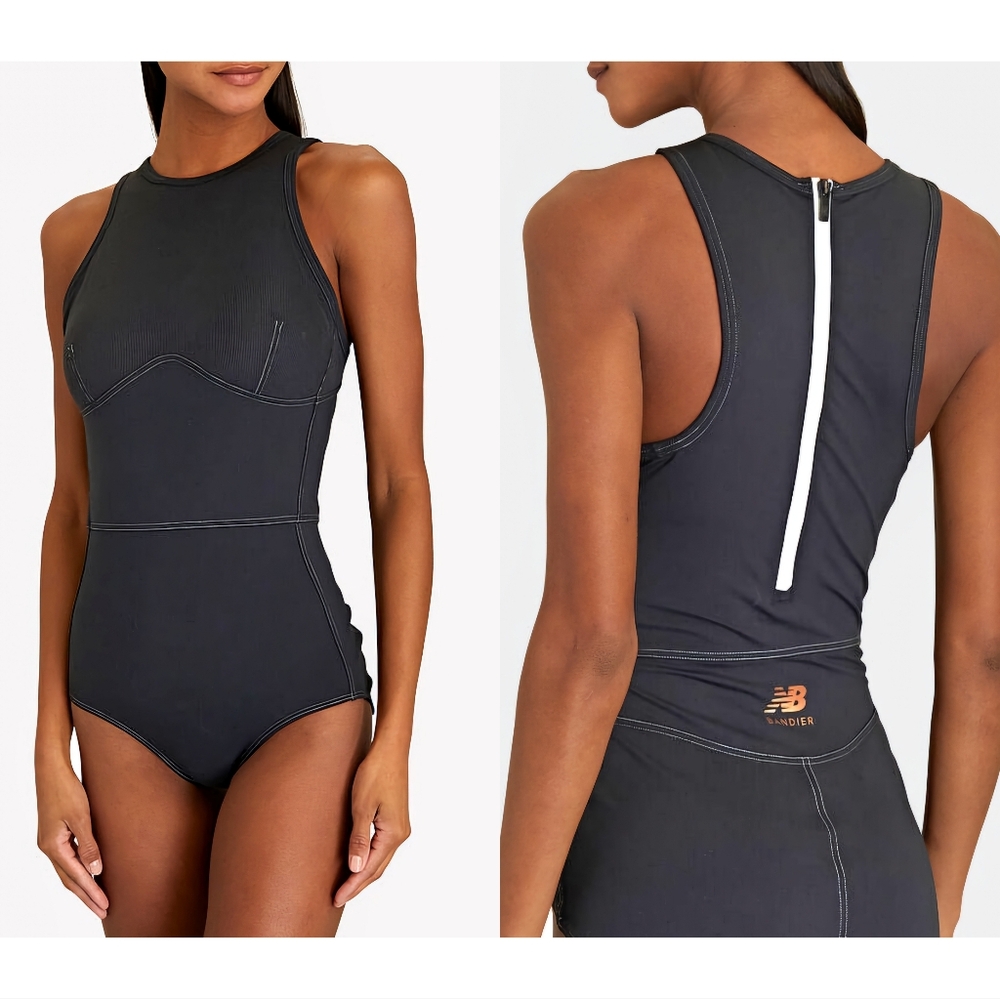 New Balance x Bandier Paneled Bodysuit in Black Size S
